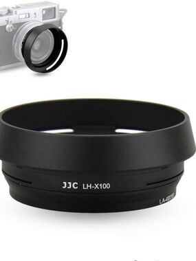 JJC LH-X100 Lens Hood with 49mm Filter Adapter, fits Fujifilm X100 Series, Black